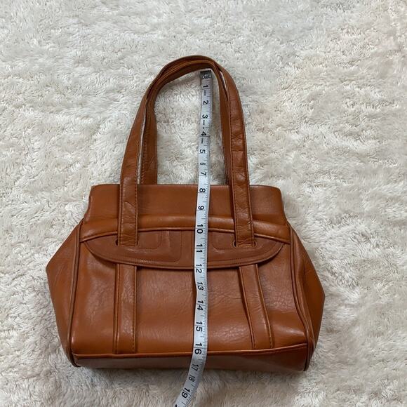 Vintage 80s unbranded burnt sienna shoulder bag - Picture 3 of 12